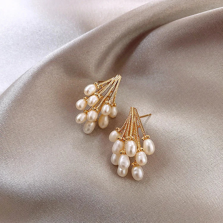 18K Gold-Plated Silver Pearl Tassel Earrings - Noelle-State of Style