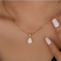 18K Natural Opal Drop Pendant Necklace - Eloise-State of Style