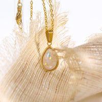 18K Natural Opal Drop Pendant Necklace - Eloise-State of Style