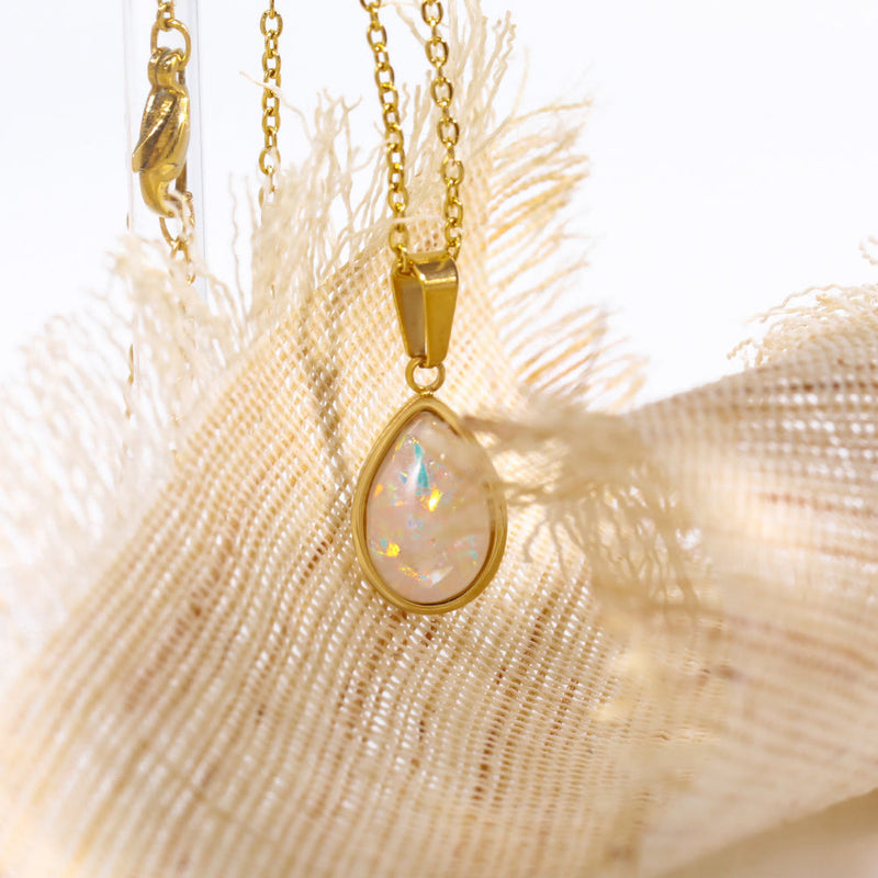 18K Natural Opal Drop Pendant Necklace - Eloise-State of Style