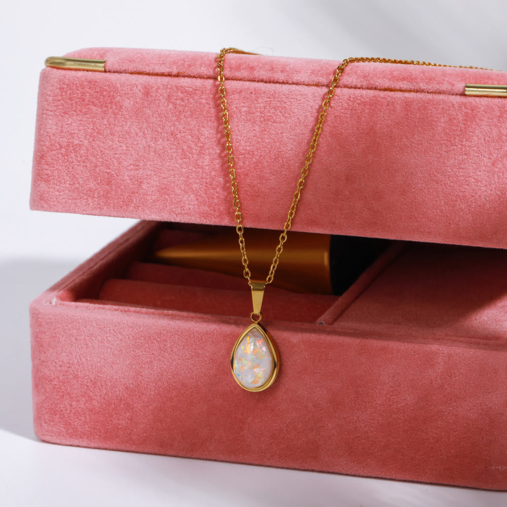18K Natural Opal Drop Pendant Necklace - Eloise-State of Style