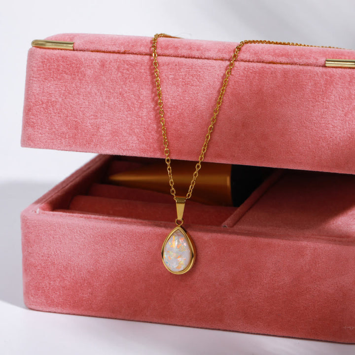 18K Natural Opal Drop Pendant Necklace - Eloise-State of Style