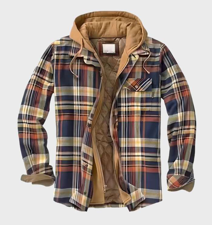 Warm men's jacket with pattern & hood – HeatStyle