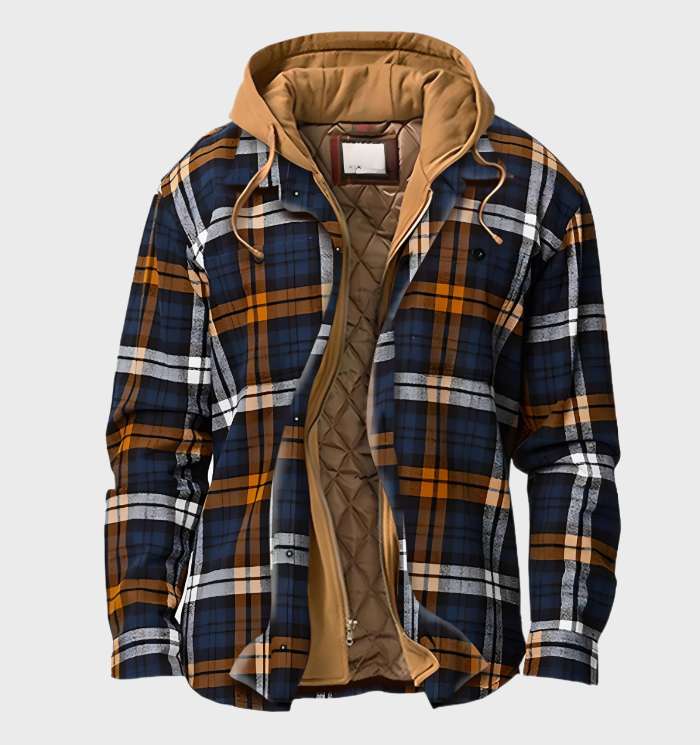 Warm men's jacket with pattern & hood – HeatStyle