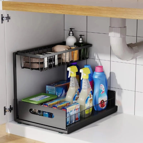 2-Tier Under Sink Sliding Cabinet Organiser – Arlo