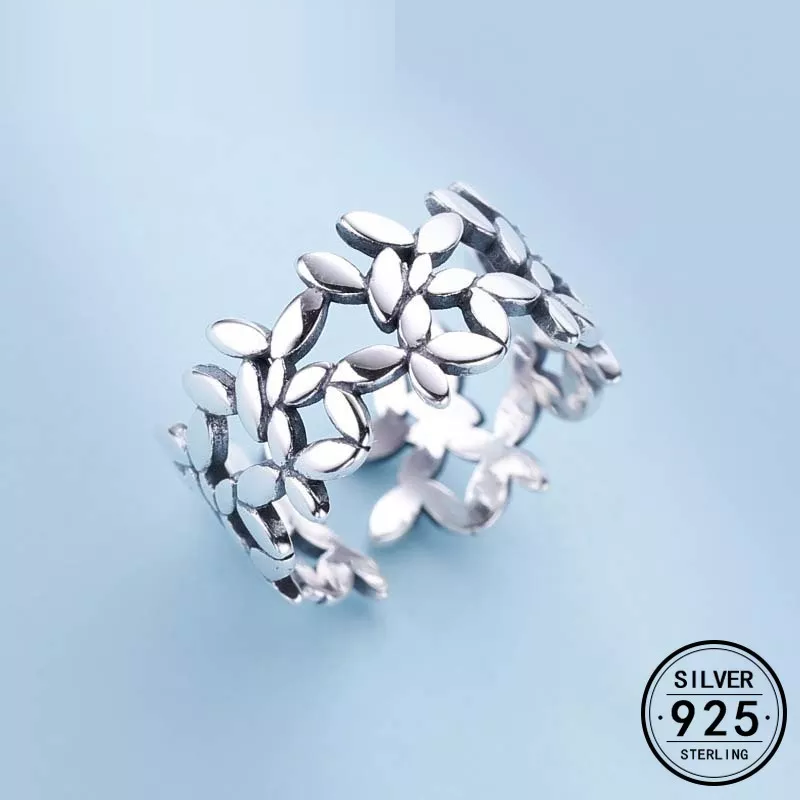 Adjustable Floral Ring | Sterling Silver Jewellery