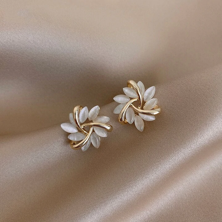 Elegant Opal Flower Petal Earrings | Sophisticated and Stylish