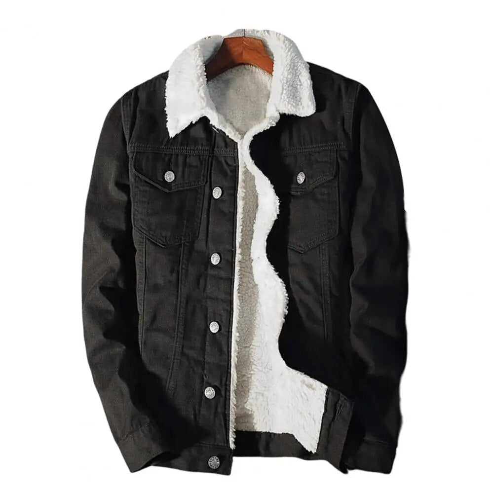Men's Denim Jacket with Warm Fleece Lining – Tobias