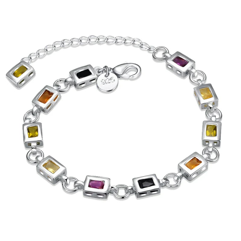 Multicolour Zircon Silver Bracelet | Elegant Women's Jewellery