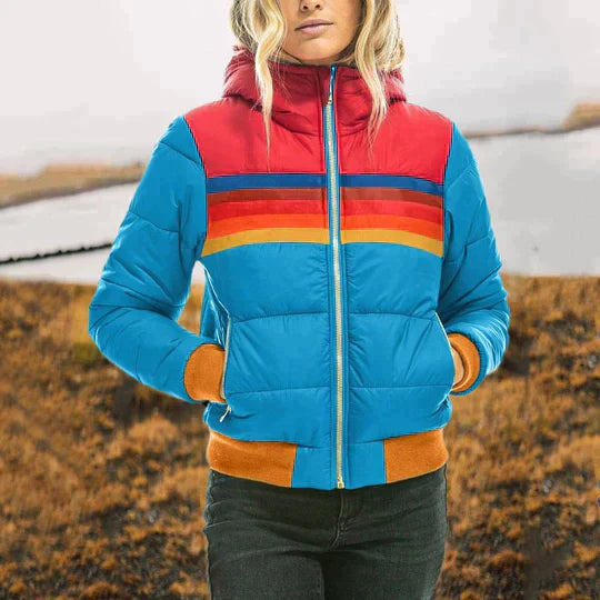 Colourful Padded Ladies Jacket with Hood – Ylva
