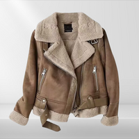 Ladies' Fleece Sherpa Bomber Jacket with Zip – Amira