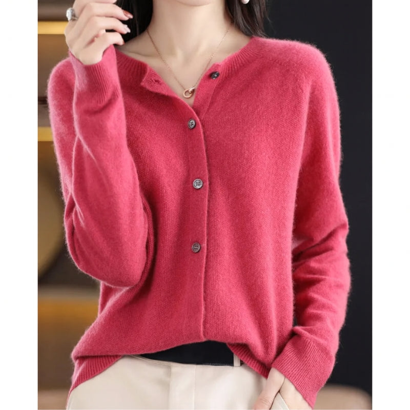 Ladies' Round Neck Cardigan – Amalia Autumn Enchantment