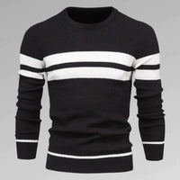 Men's striped knit pullover with round neckline – Fabio