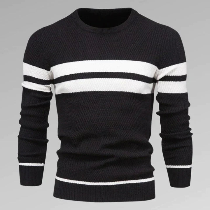 Men's striped knit pullover with round neckline – Fabio