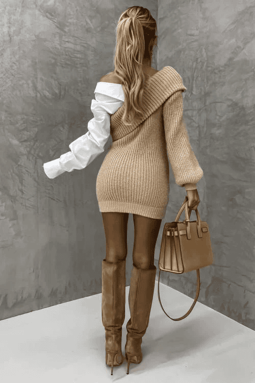 Women's knitted dress with attached shirt – Elodie