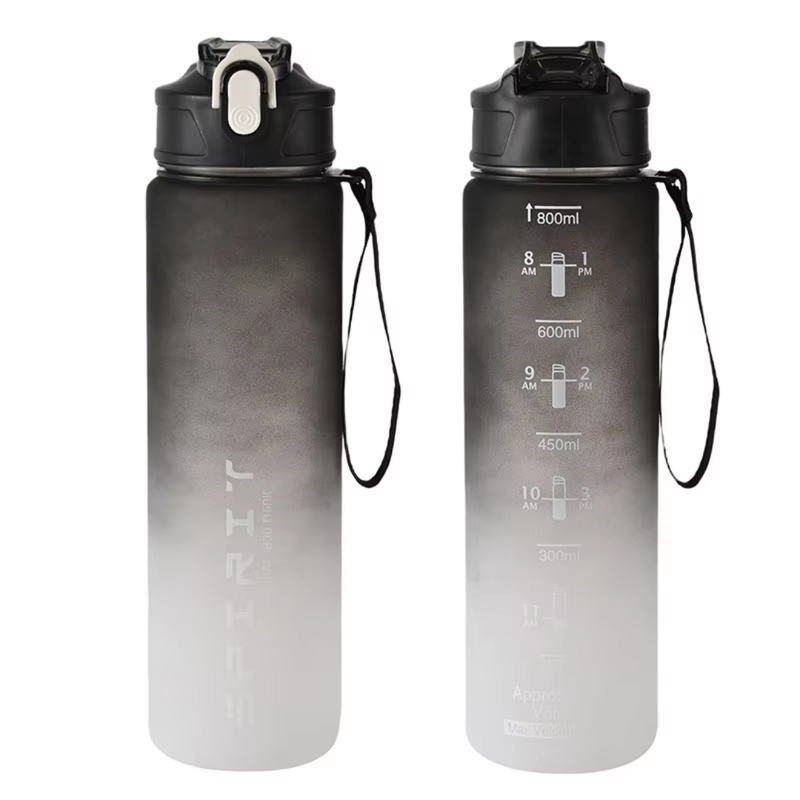 1L Large Capacity Leakproof Sports Water Bottle-Black White-State of Style