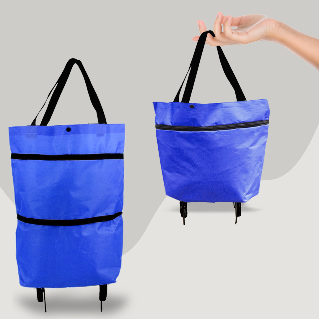 2-in-1 Convertible Shopping Bag with Wheels - CarryFlex-Blue-State of Style