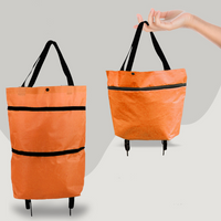 2-in-1 Convertible Shopping Bag with Wheels - CarryFlex-Orange-State of Style