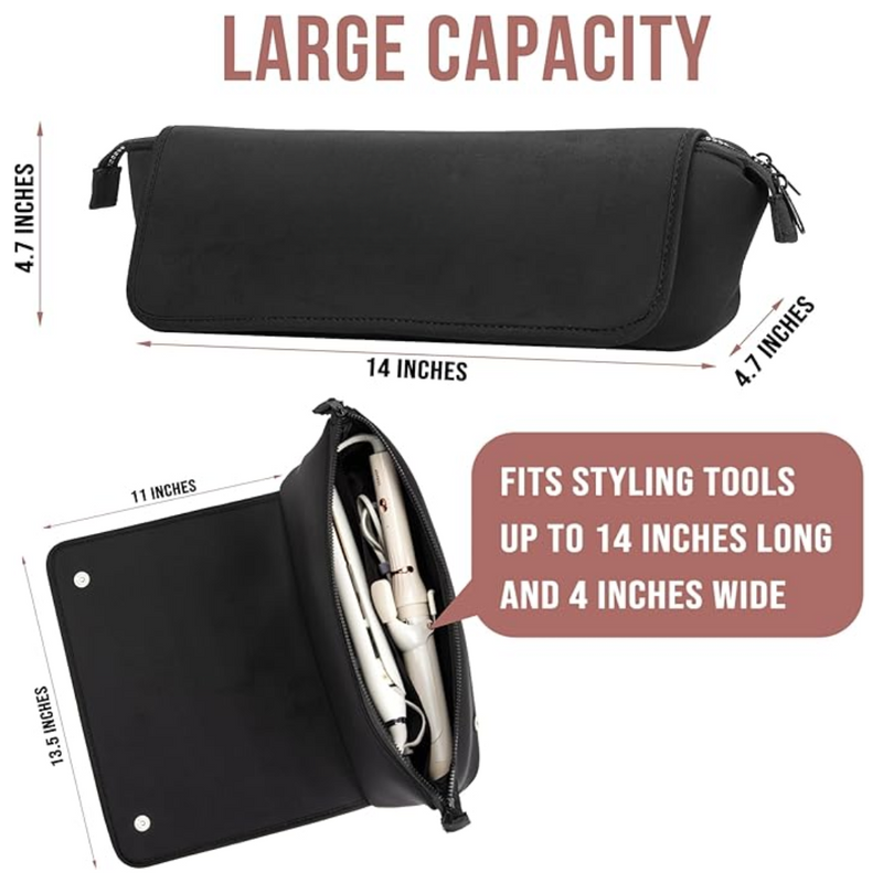 2-in-1 Hair Tools Travel Bag & Heat Resistant Mat-Black-State of Style