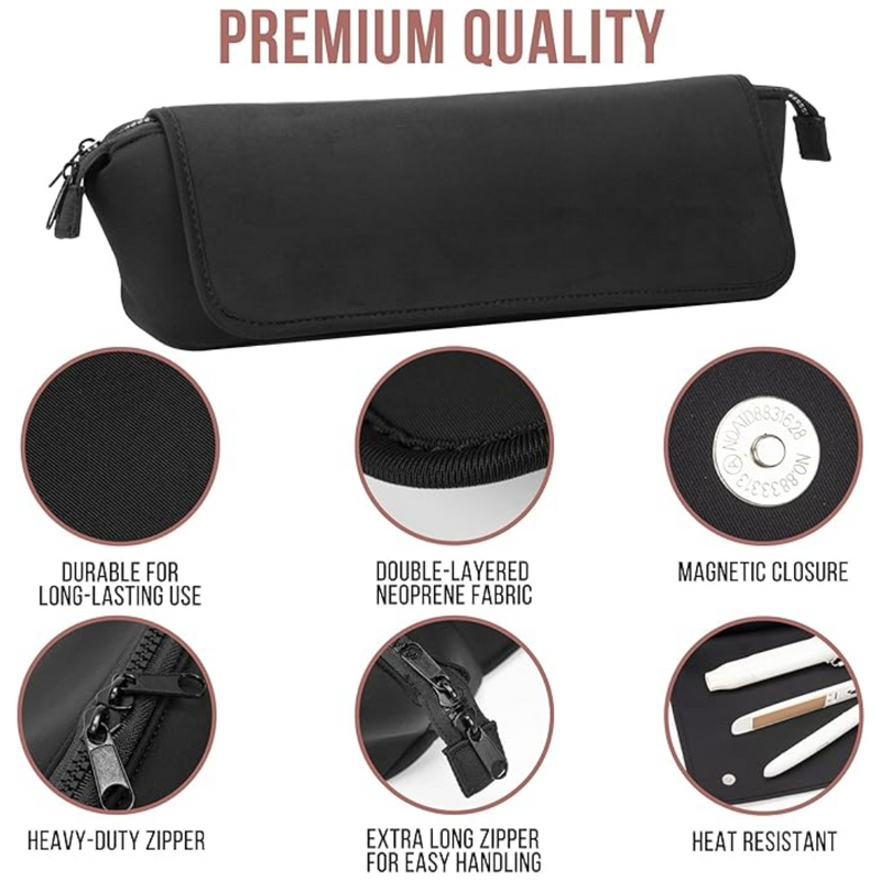 2-in-1 Hair Tools Travel Bag & Heat Resistant Mat-Black-State of Style