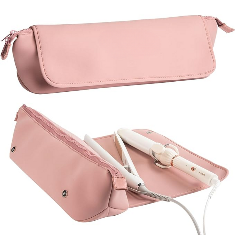 2-in-1 Hair Tools Travel Bag & Heat Resistant Mat-Pink-State of Style