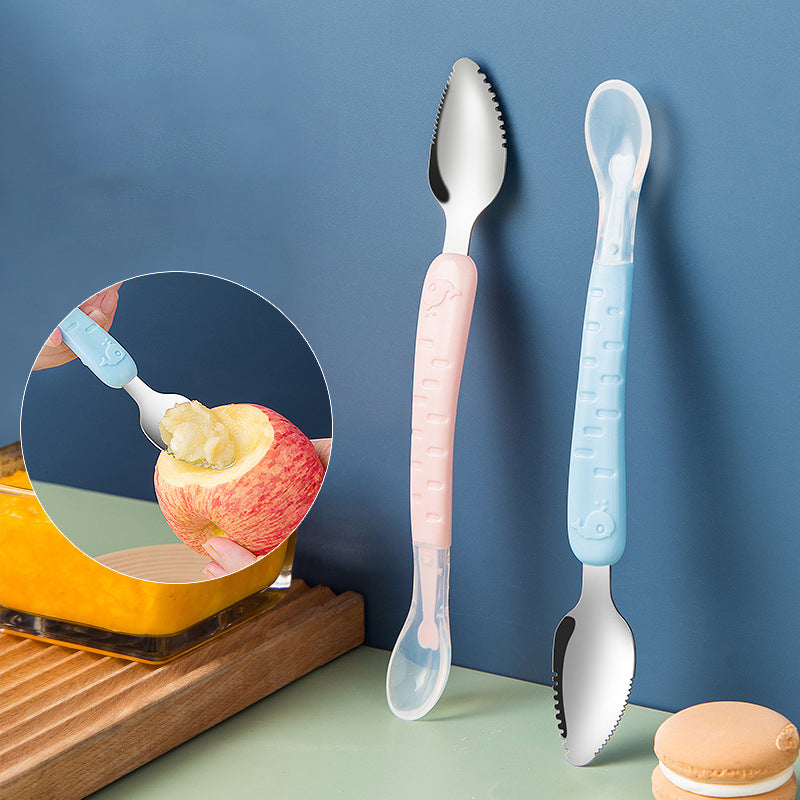 2-in-1 Silicone Baby Spoon - TinyTasties-Blue-Blue-State of Style