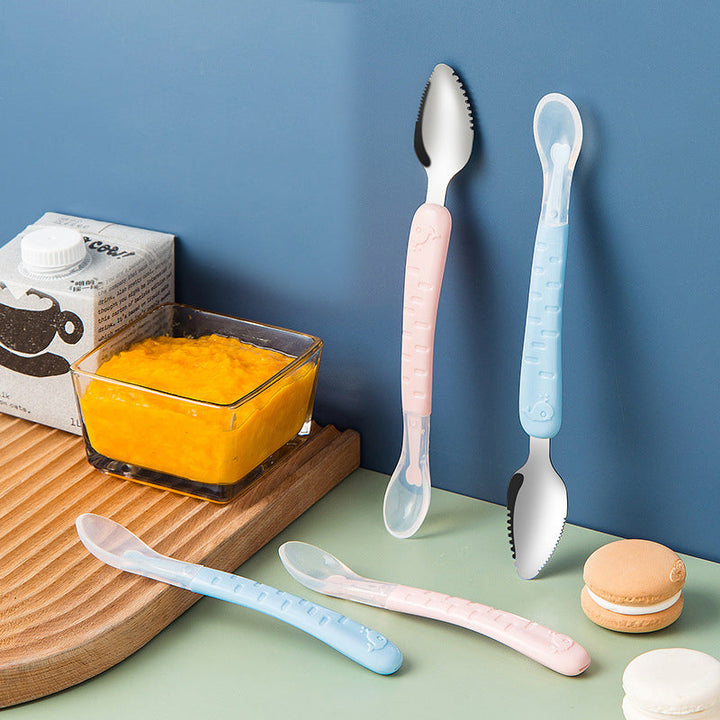 2-in-1 Silicone Baby Spoon - TinyTasties-Blue-Blue-State of Style