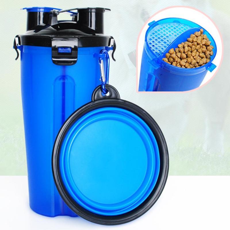 2-in-1 Travel Cup with Feeding Bowl - PawBuddy-Blue-State of Style