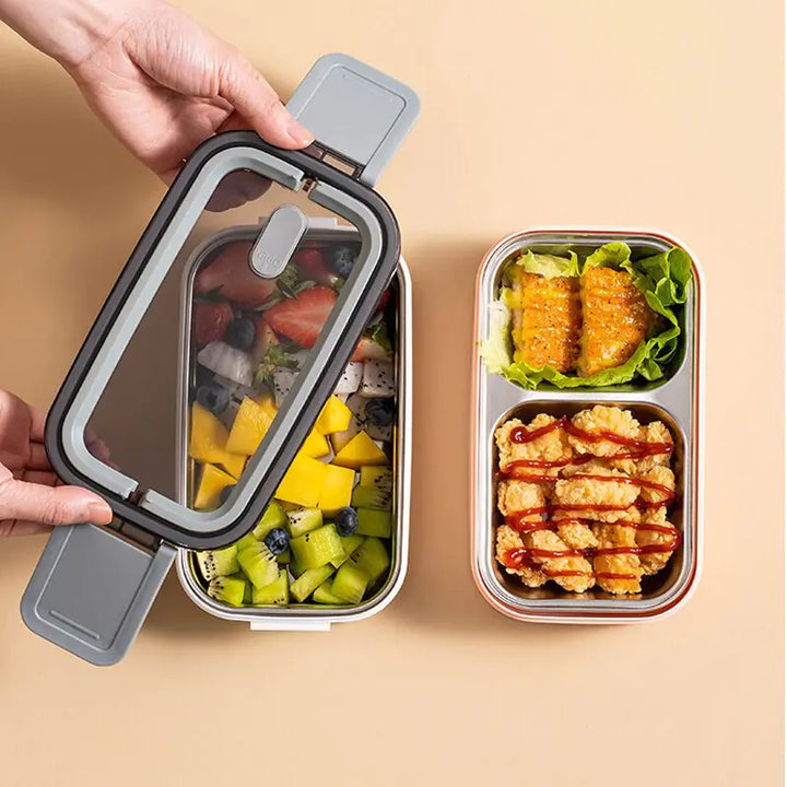 2-Layer Stainless Steel Bento Lunchbox - MealMate-White-State of Style