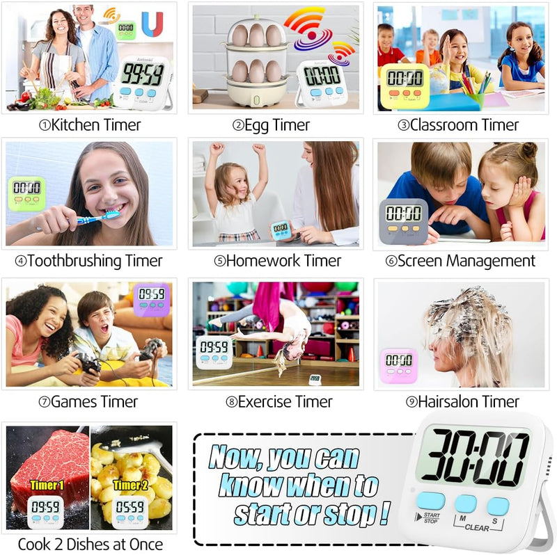 2-Pack Digital Kitchen Timers - KitchenTick-White-State of Style