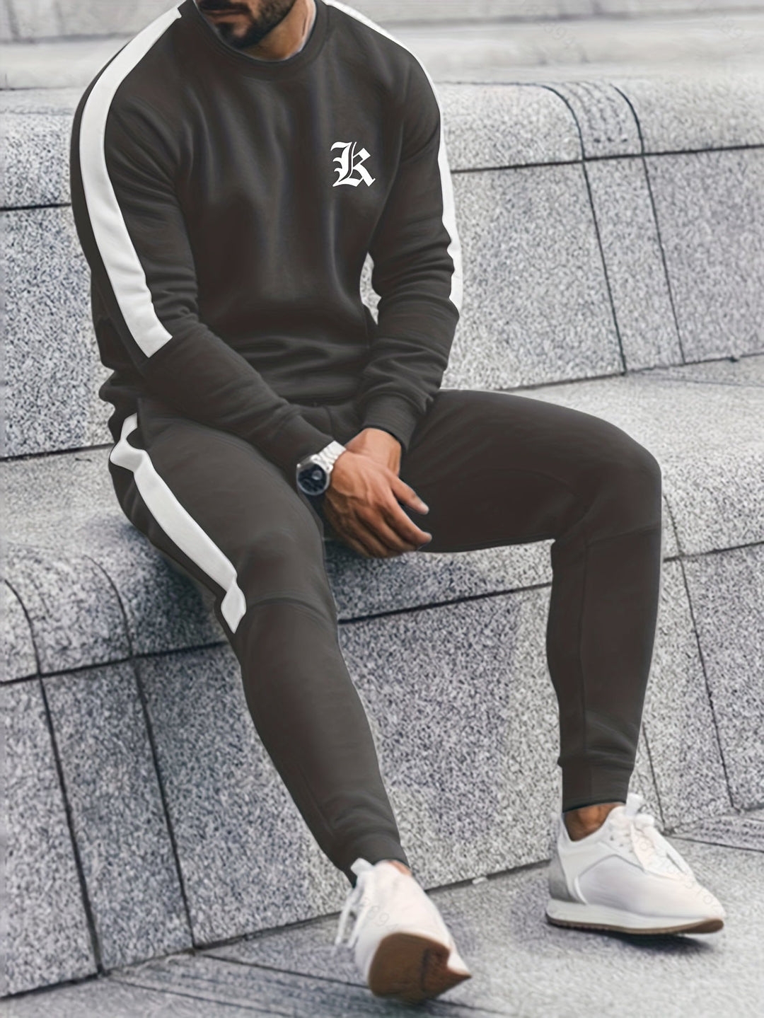 2-Piece Color Block Sport Outfit Set - Elias-Anthracite-S-State of Style