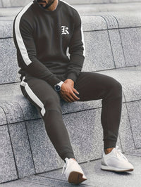 2-Piece Colour Block Sports Outfit Set - Elias-Charcoal-S-State of Style