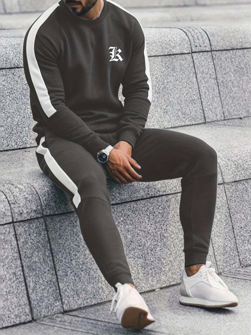 2-Piece Colour Block Sports Outfit Set - Elias-Charcoal-S-State of Style