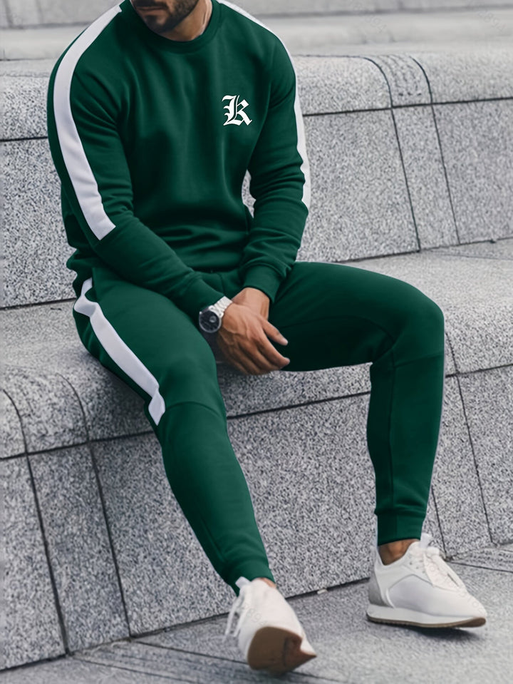 2-Piece Colour Block Sports Outfit Set - Elias-Dark Green-S-State of Style