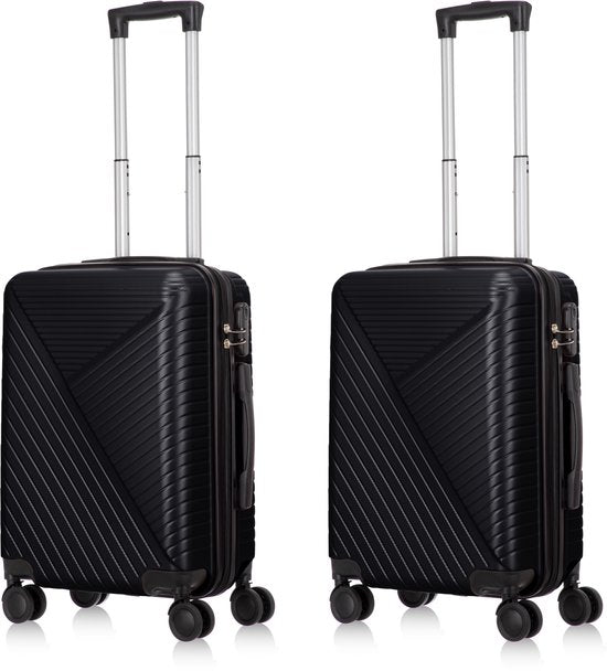2-piece hard shell suitcase set – Santorini-Black-2x S (39 L)-State of Style