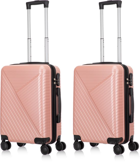 2-piece hard shell suitcase set – Santorini-Pink-2x S (39 L)-State of Style