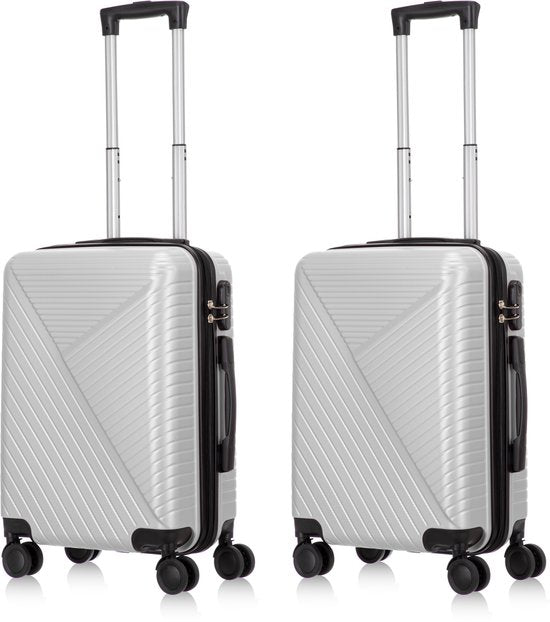 2-piece hard shell suitcase set – Santorini-Silver-2x S (39 L)-State of Style