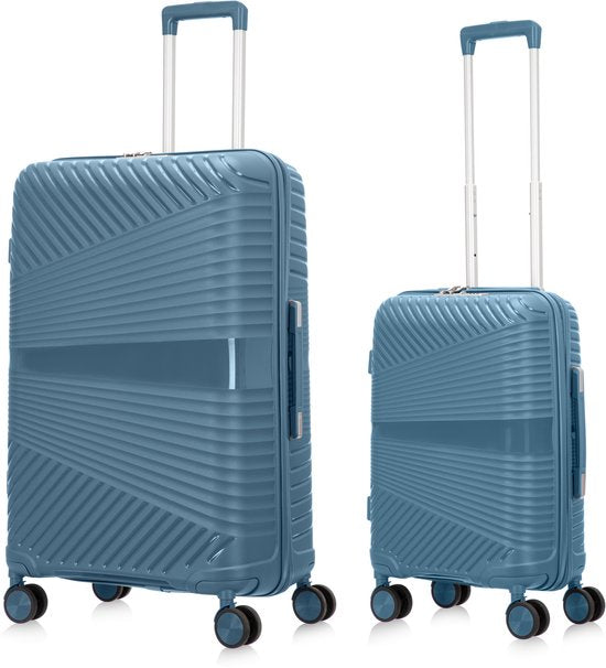 2-piece hard shell suitcase set – Valencia-Blue-2x S (39 L)-State of Style