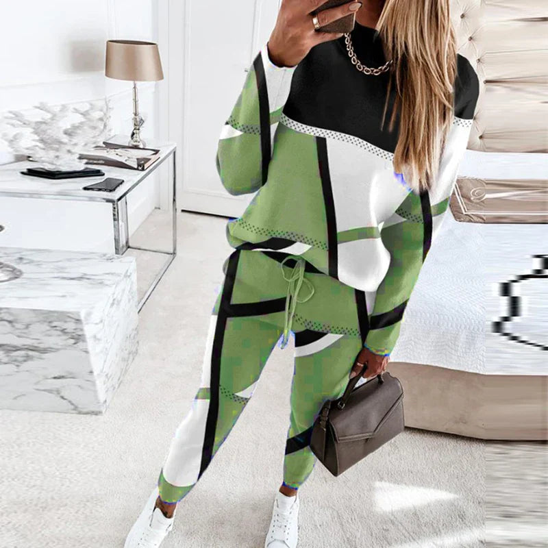 2-Piece Set with Round Neck and Long Pants – Sophie-Grey-S-State of Style