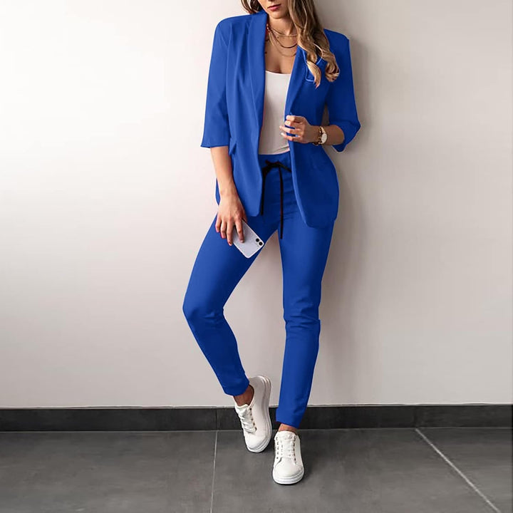 2-Piece Stretch Women's Suit with Blazer - Vivian-Blue-S-State of Style