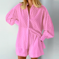 2-Piece Summer Set with Blouse and Shorts – Isla-Pink-XS-State of Style