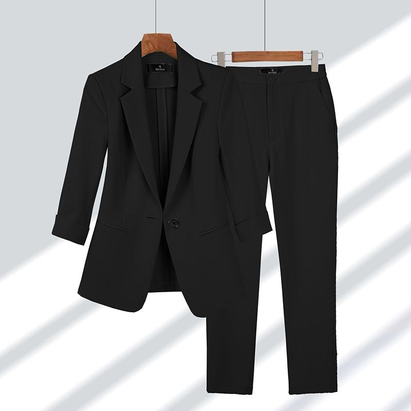 2-piece Women's Suit with Blazer and Trousers - Olivia-Black-M-State of Style