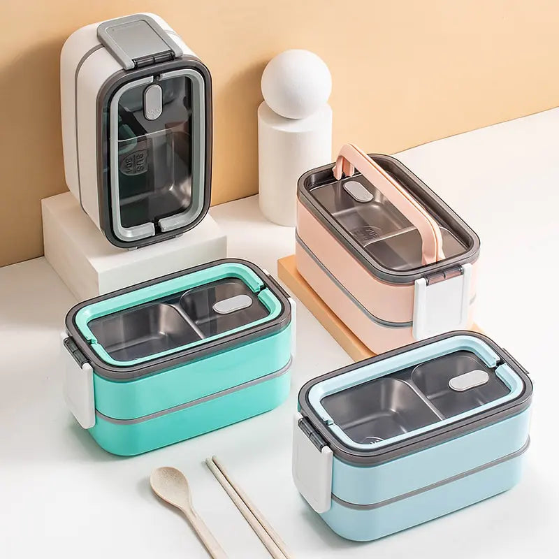 2-Tier Stainless Steel Bento Lunchbox - MealMate-White-State of Style