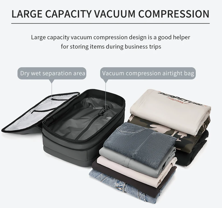 Expandable Waterproof Laptop & Vacuum Compression Travel Backpack
