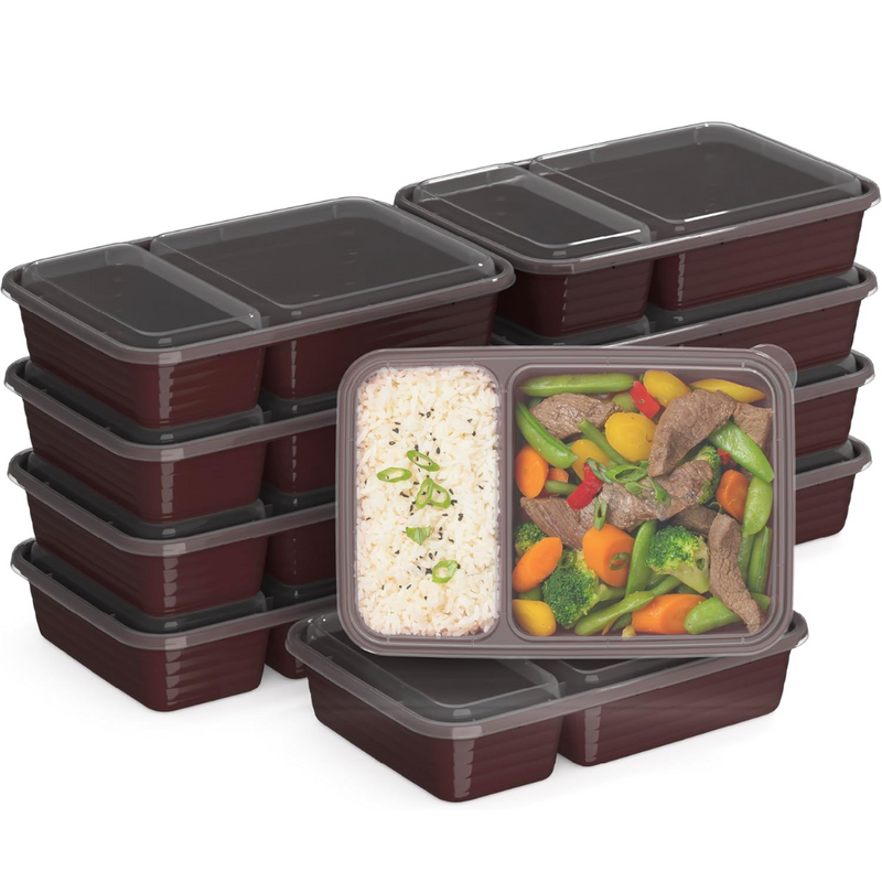 20-piece reusable 2-compartment food containers-Bordeaux Red-State of Style
