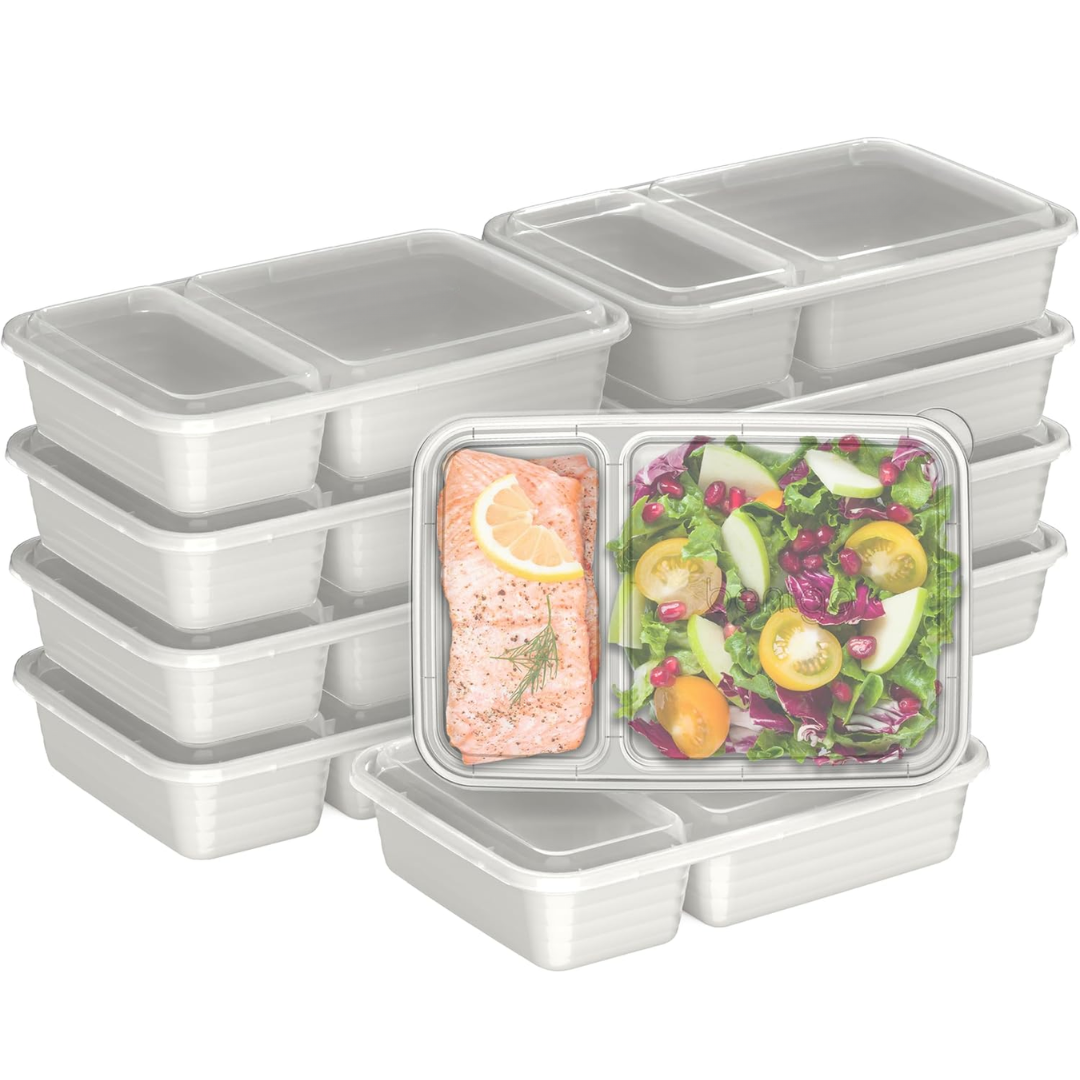 20-piece reusable 2-compartment food containers-Grey-State of Style