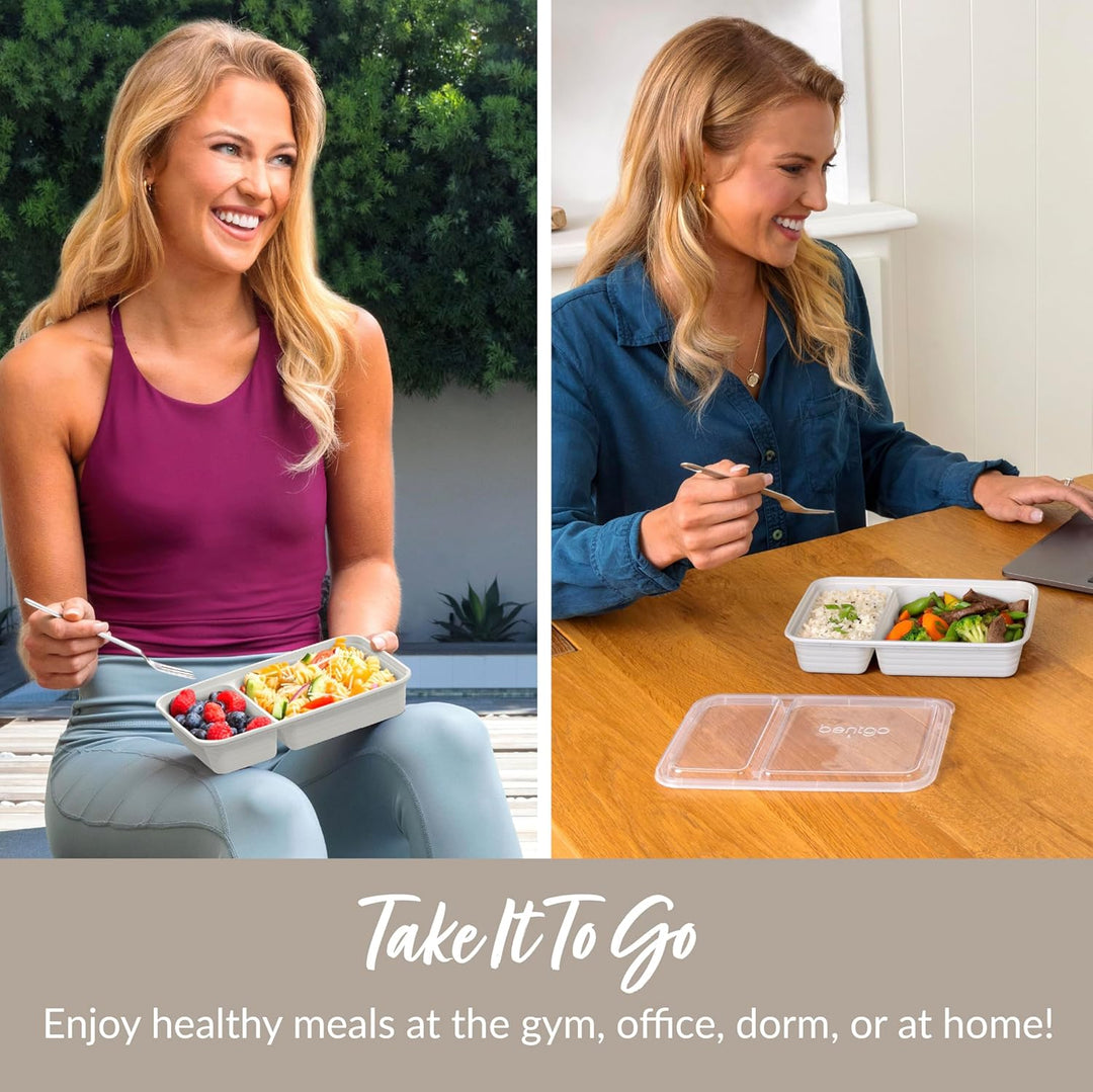 20-piece reusable 2-compartment food containers-Grey-State of Style