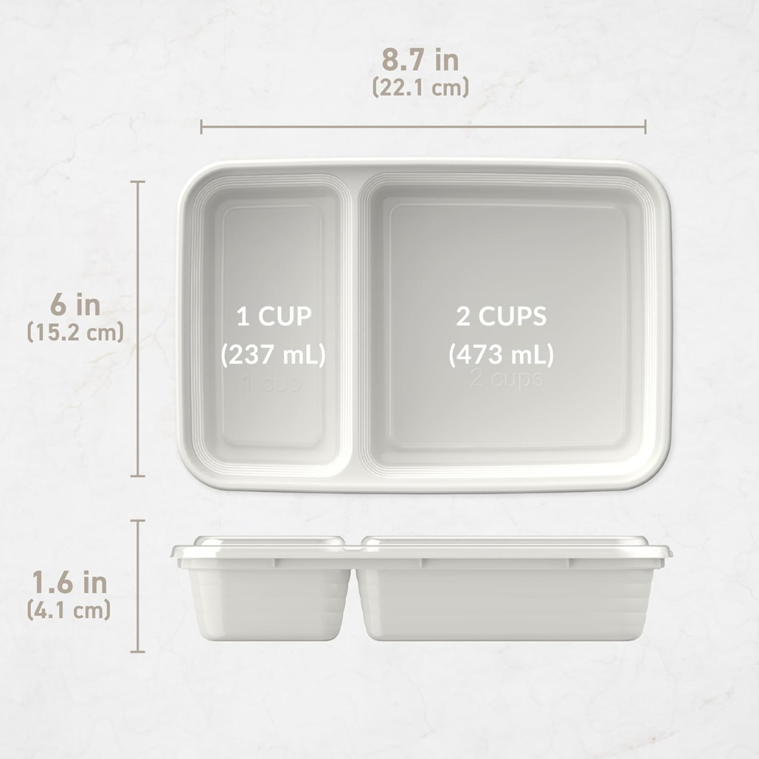 20-piece reusable 2-compartment food containers-Grey-State of Style