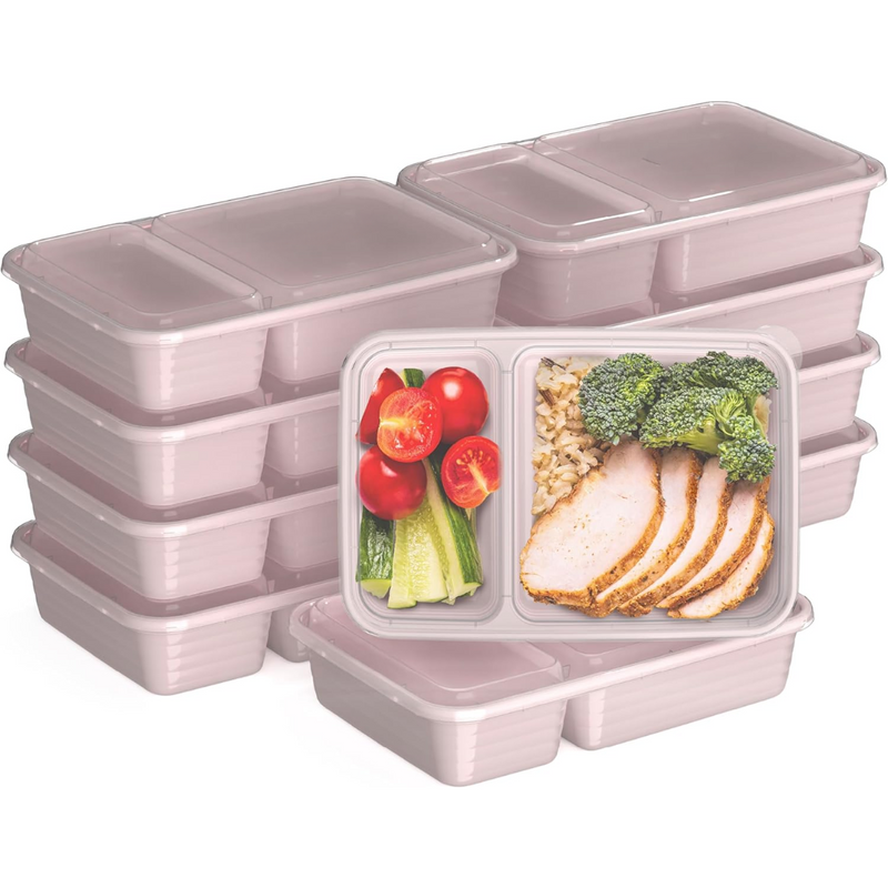 20-piece reusable 2-compartment food containers-Pink-State of Style