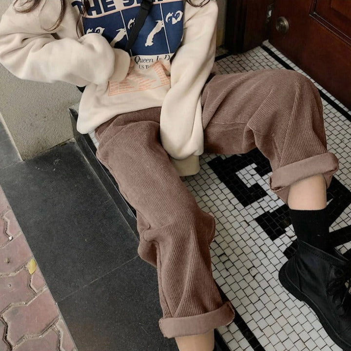 Ladies' corduroy trousers with wide leg – Emily Autumn Edition